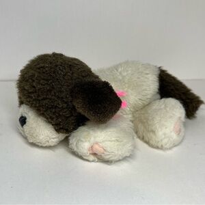 Vintage Tyco Puppy Puppy Puppies Dog Plush Pink Bow Brown & White 1993 90s Toy